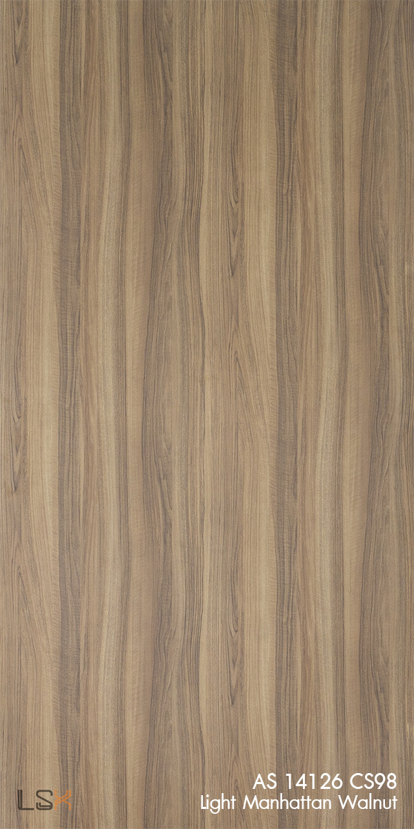 แผ่นลามิเนต สี Light  Manhattan Walnut ผิวไม้ (AS-14126 CS98)